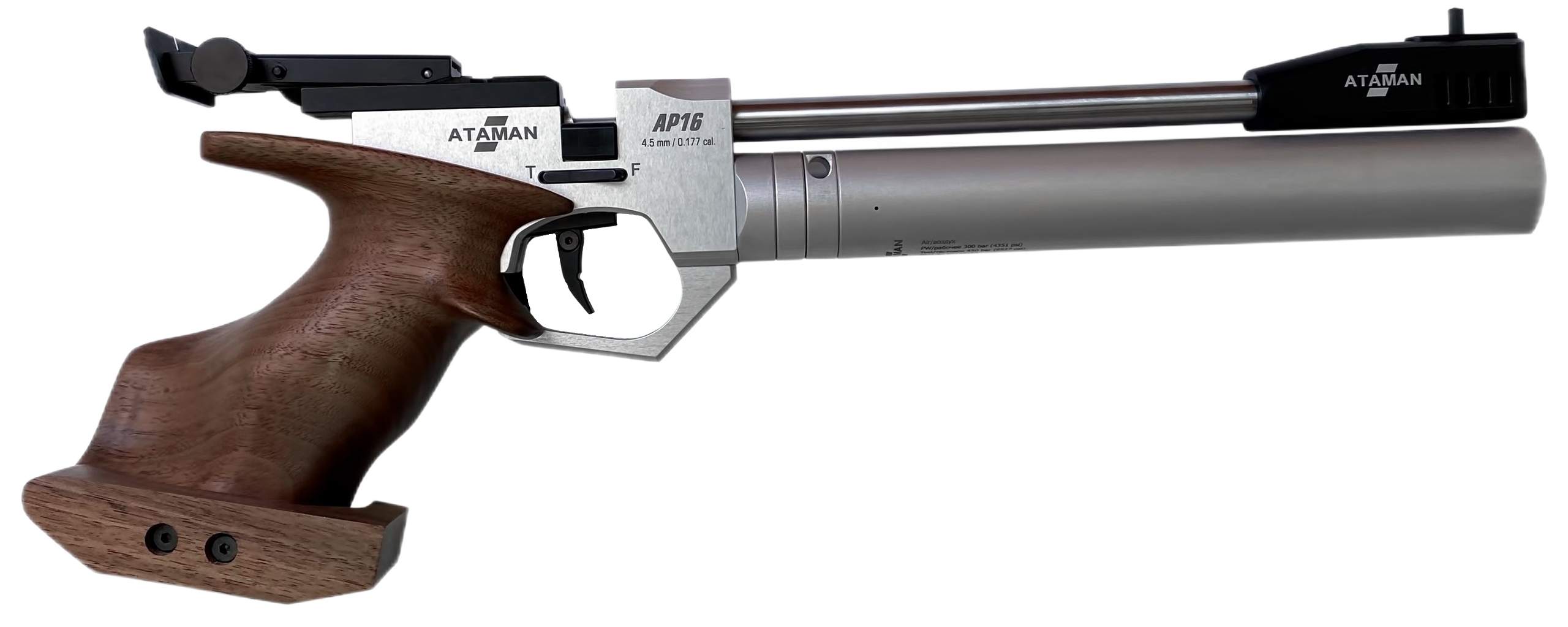 Пневматический PCP пистолет ATAMAN AP16 Sport (рукоятка Walnut SP, кейс в комплекте), кал. 4.5мм